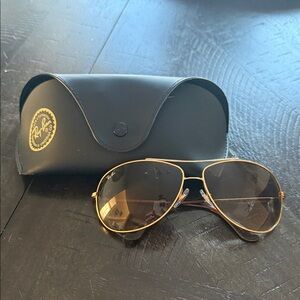 Ray-Ban Gold Frame Aviator Sunglasses with Black Case